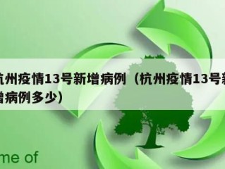 杭州疫情13号新增病例（杭州疫情13号新增病例多少）